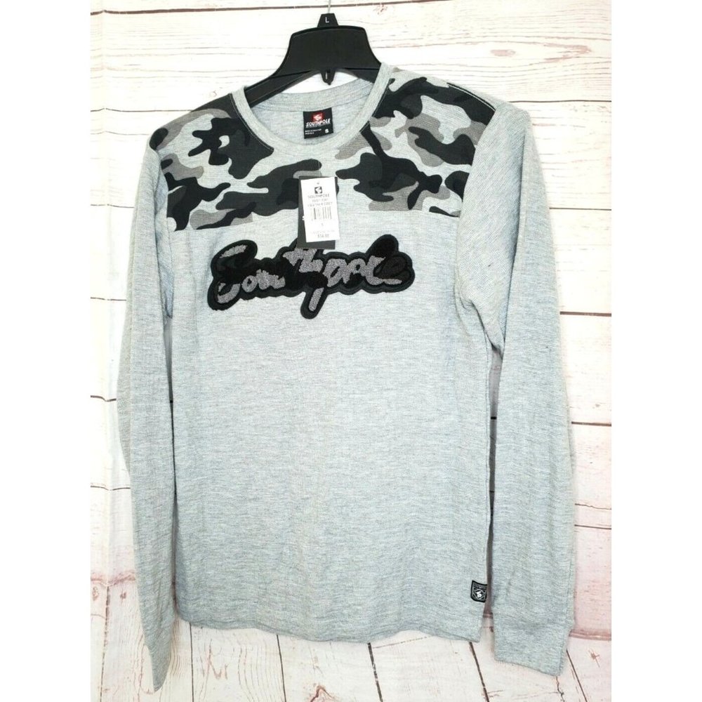 South Pole Authentic Collection Heather Grey Small Embroidered Long Sleeve Shirt